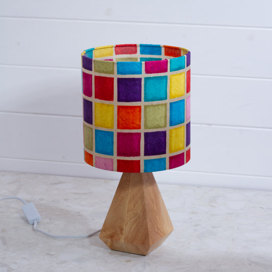 Wooden Geometric Table Lamp P01 - Batik Multi Square