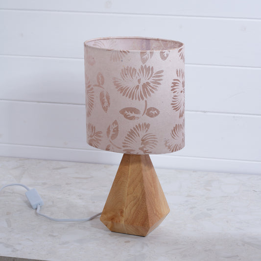 Wooden Geometric Table Lamp P09 - Batik Peony on Natural