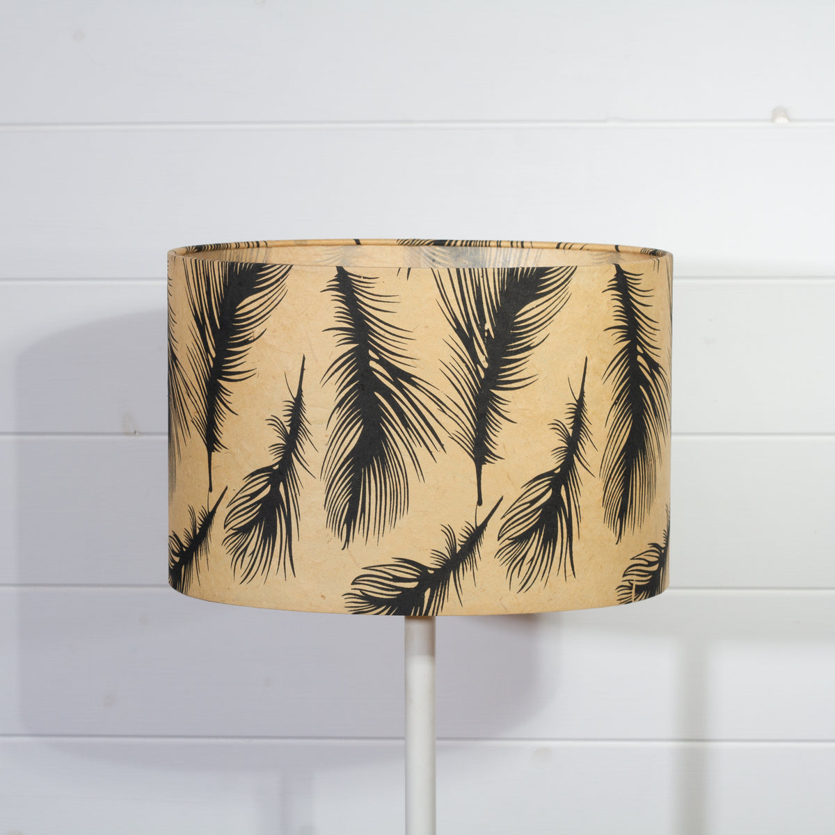 Oval Lamp Shade - B102 - Black Feather, 30cm(w) x 20cm(h) x 22cm(d)