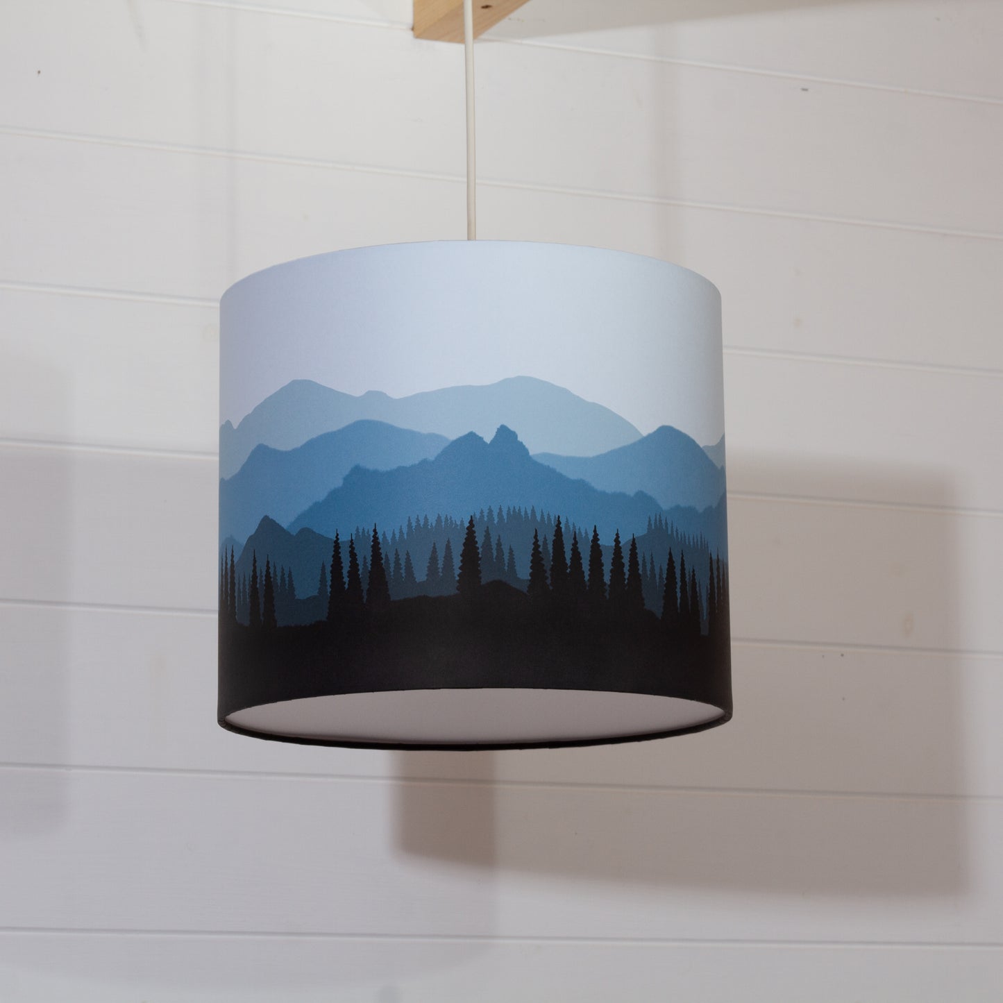 Landscape #4 Print Drum Lamp Shade 30cm(d) x 25cm(h) - Blue