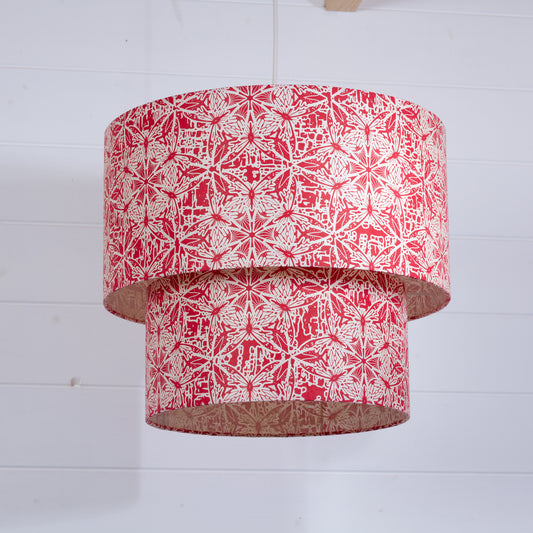 2 Tier Lamp Shade - B137 ~ Butterfly Kaleidoscope Red, 40cm x 20cm & 30cm x 15cm