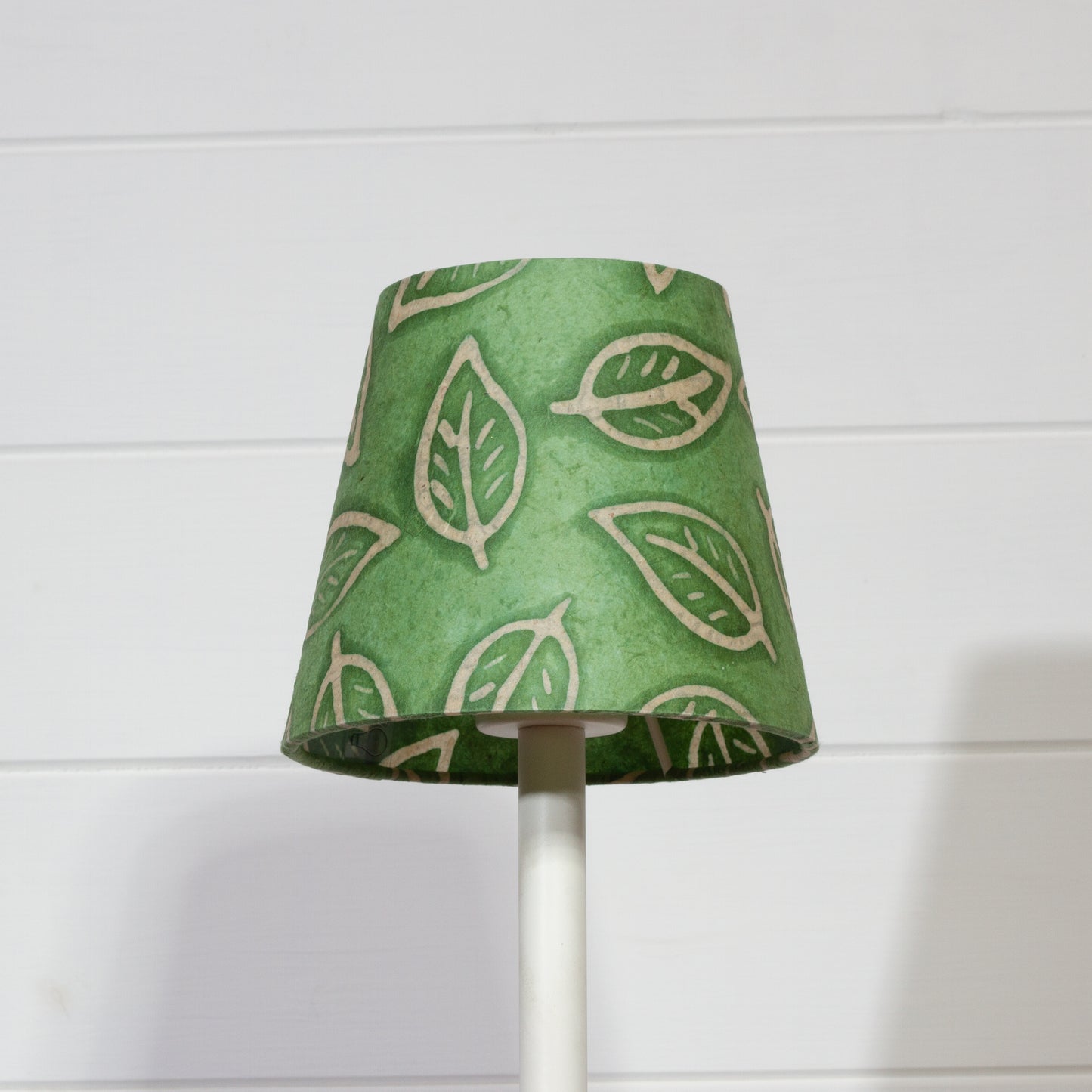 Conical Lamp Shade P29 - Batik Leaf on Green, 10cm(top) x 15cm(bottom) x 13cm(height)