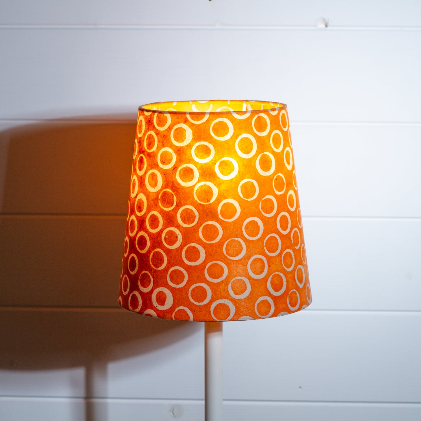 Conical Lamp Shade P03 - Batik Orange Circles, 15cm(top) x 20cm(bottom) x 20cm(height)