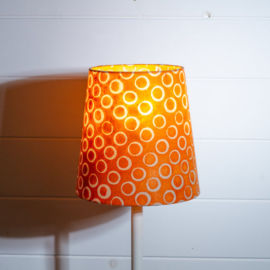 Conical Lamp Shade P03 - Batik Orange Circles, 15cm(top) x 20cm(bottom) x 20cm(height)