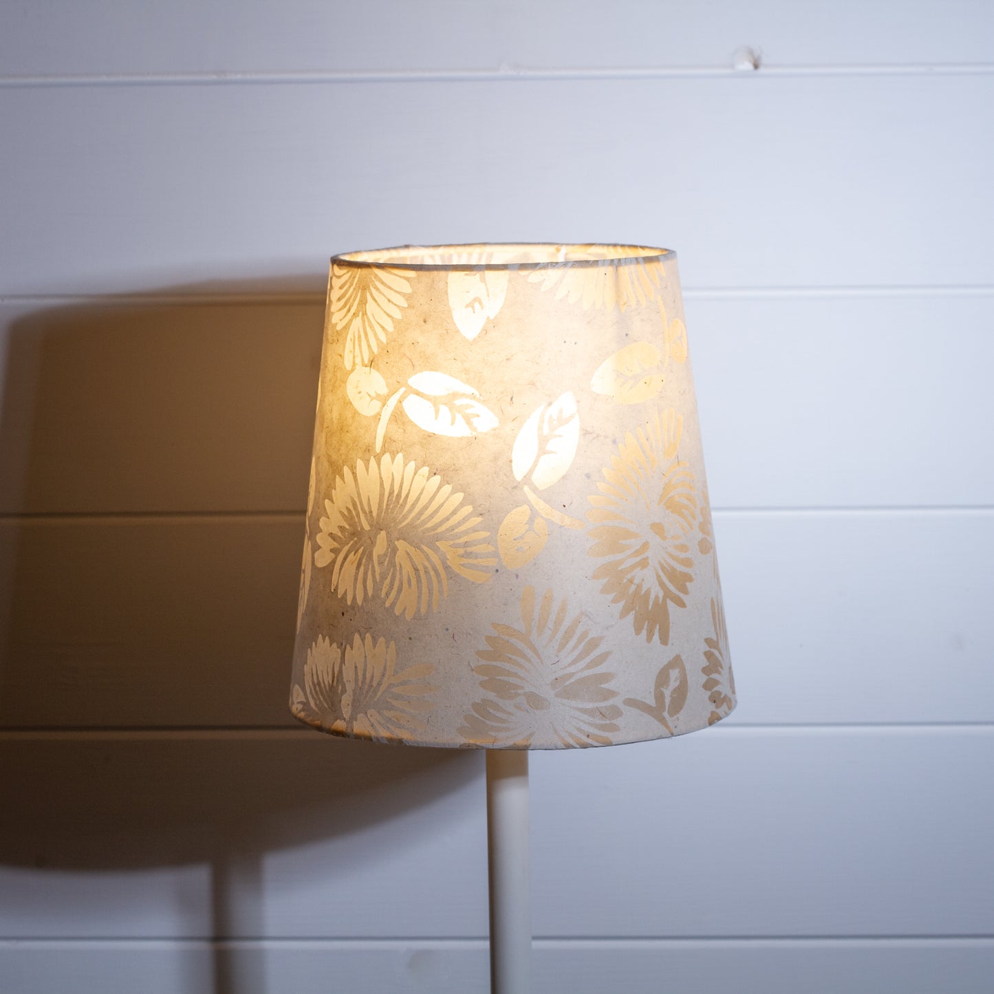 Conical Lamp Shade P09 - Batik Peony on Natural, 15cm(top) x 20cm(bottom) x 20cm(height)