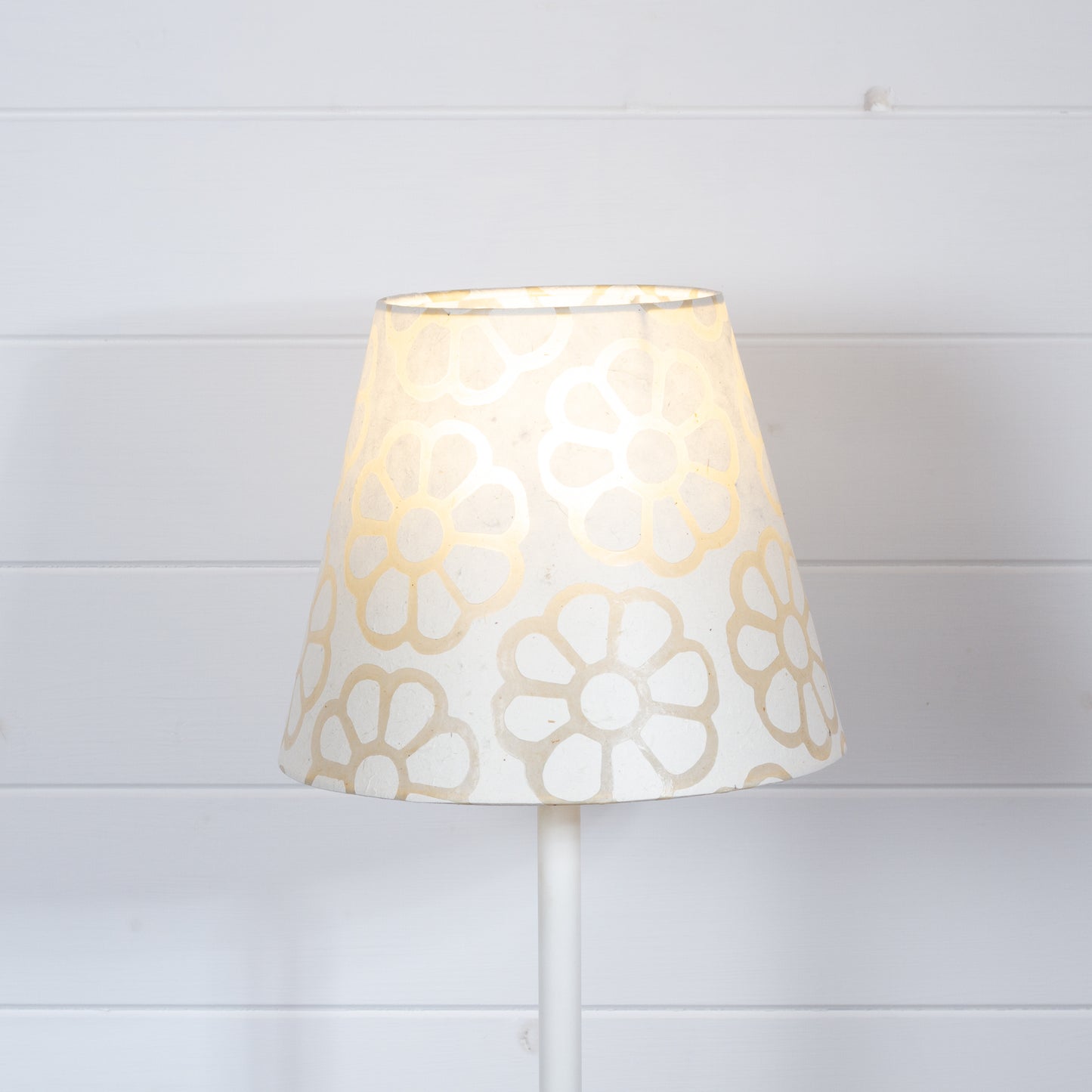 Conical Lamp Shade P17 - Batik Big Flower on Natural, 15cm(top) x 30cm(bottom) x 22cm(height)