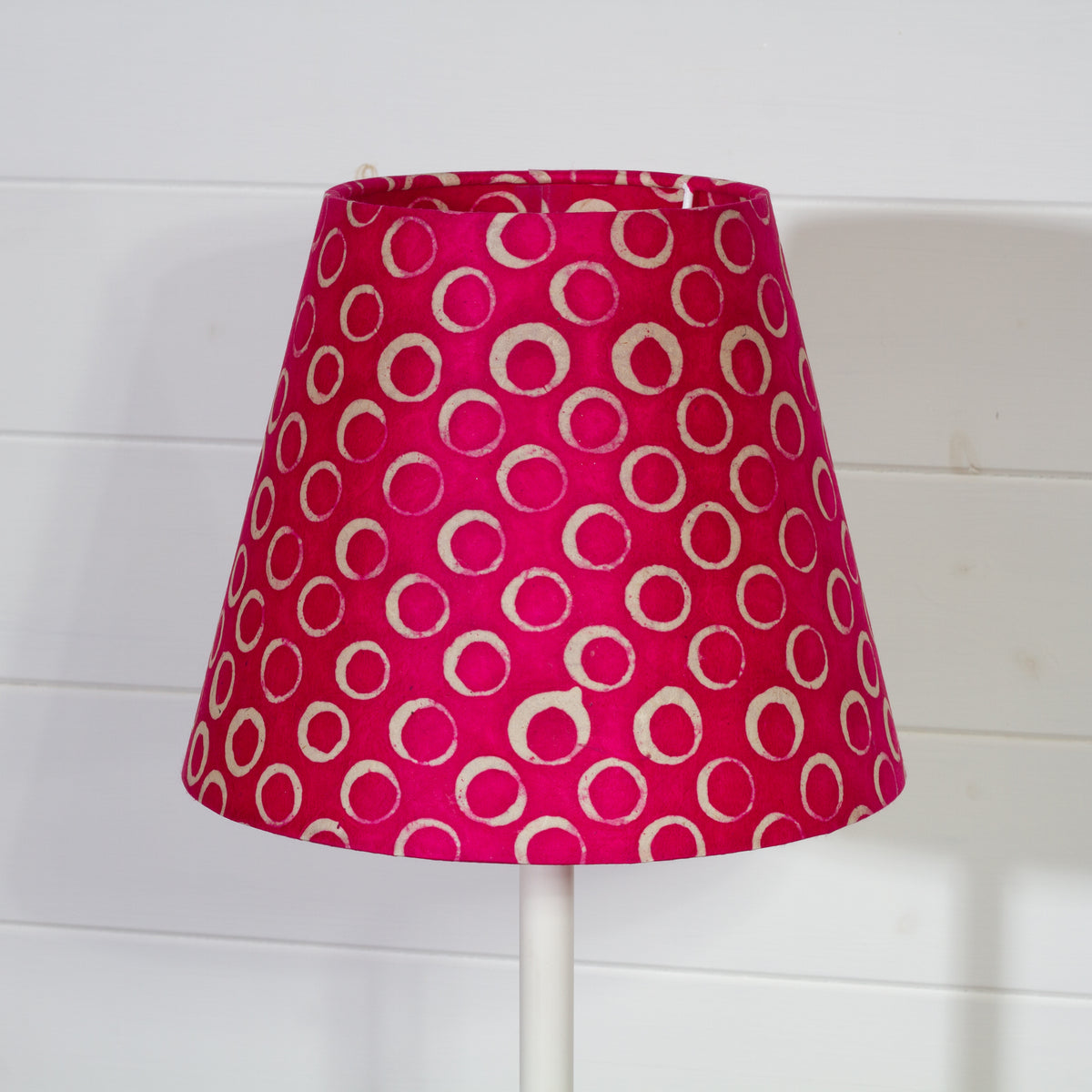 Conical Lamp Shade B140 ~ Batik Circles Hot Pink, 15cm(top) x 25cm(bottom) x 20cm(height)