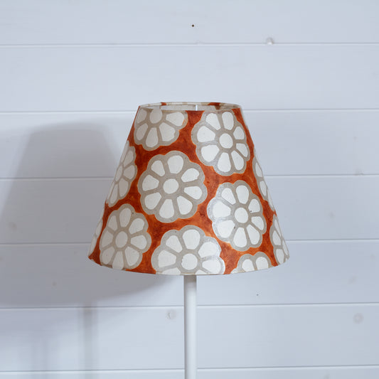 Conical Lamp Shade P20 - Batik Big Flower on Brown, 15cm(top) x 30cm(bottom) x 22cm(height)