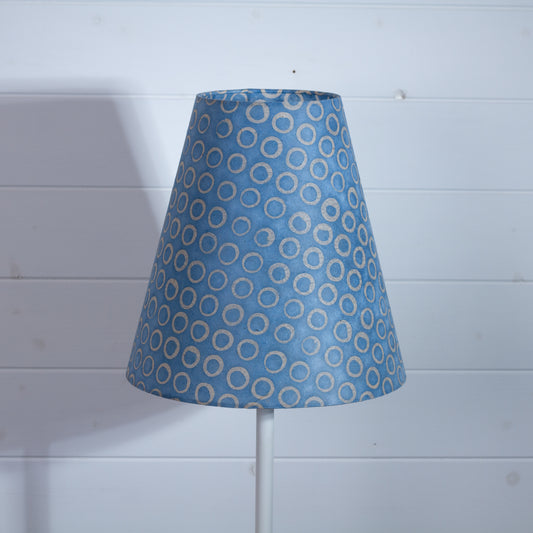 Conical Lamp Shade P72 - Batik Blue Circles, 15cm(top) x 30cm(bottom) x 30cm(height)
