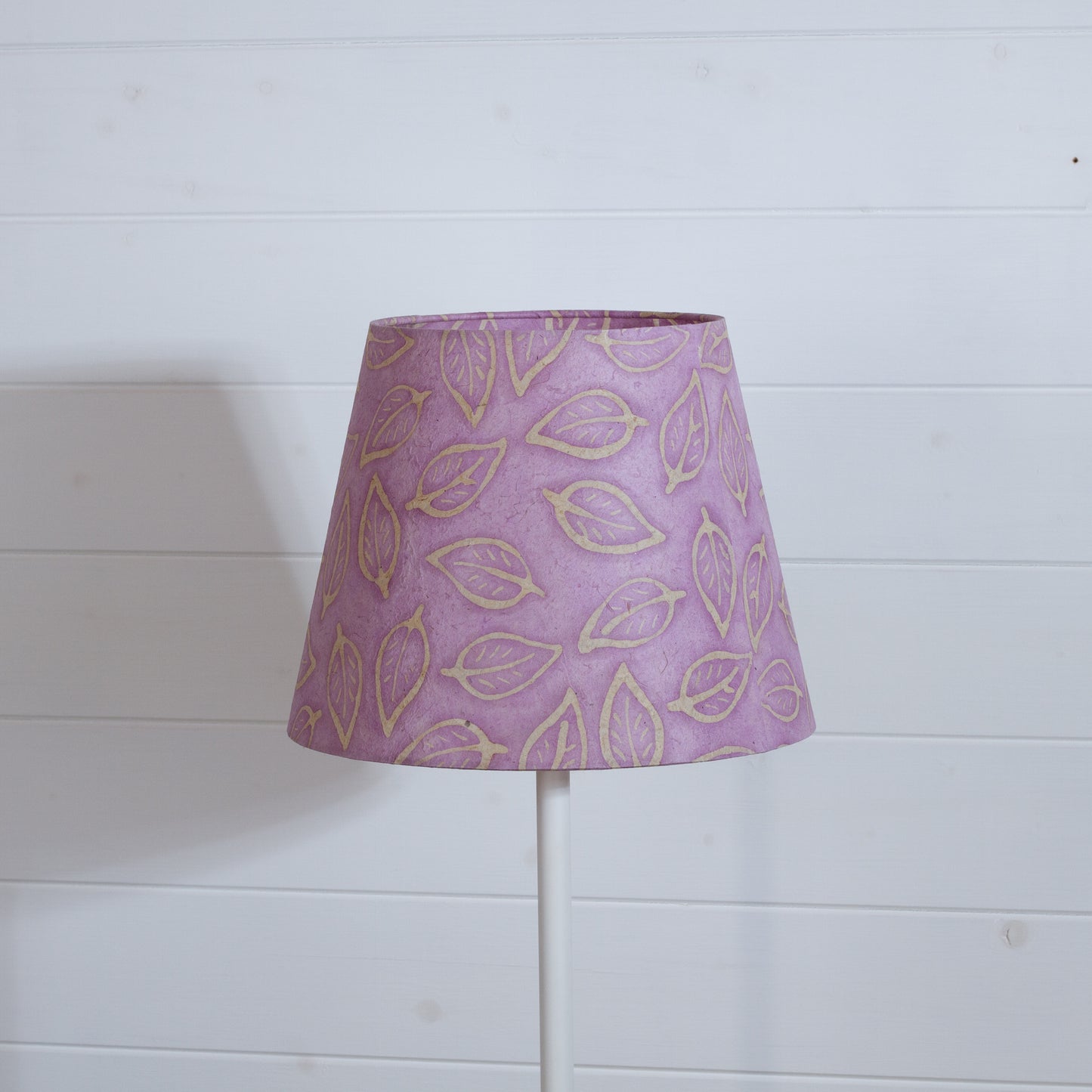 Conical Lamp Shade P68 ~ Batik Leaf on Lilac, 20cm(top) x 30cm(bottom) x 23cm(height)