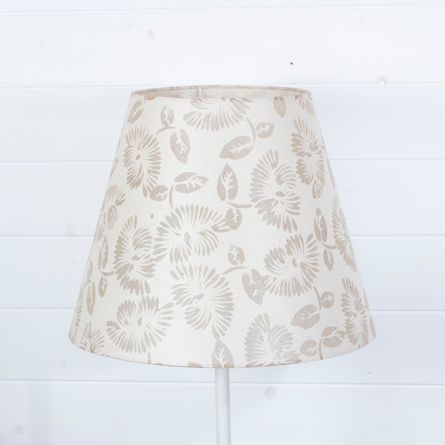 Conical Lamp Shade P09 - Batik Peony on Natural, 23cm(top) x 40cm(bottom) x 31cm(height)