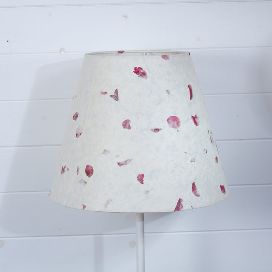 Conical Lamp Shade P33 - Rose Petals on Natural Lokta, 23cm(top) x 40cm(bottom) x 31cm(height)