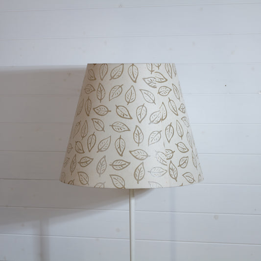 Conical Lamp Shade P28 - Batik Leaf on Natural, 30cm(top) x 50cm(bottom) x 40cm(height)