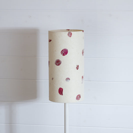 Drum Lamp Shade - P33 ~ Rose Petals on Natural Lokta, 15cm(diameter)