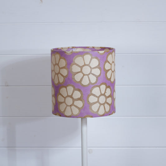 Drum Lamp Shade - P21 - Batik Big Flower on Lilac, 20cm(d) x 20cm(h)