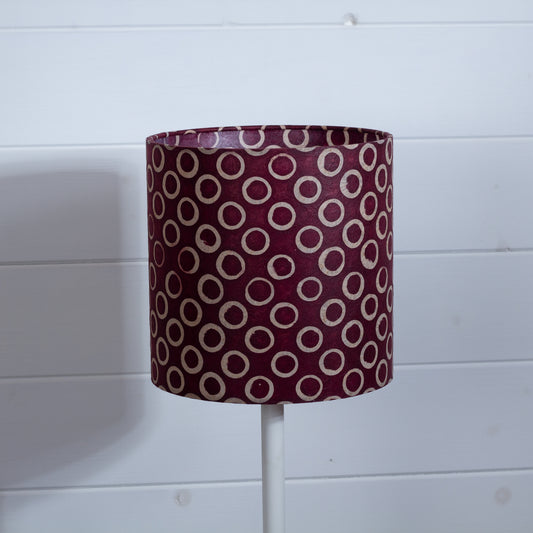 Drum Lamp Shade - P73 - Batik Cranberry Circles, 20cm(d) x 20cm(h)