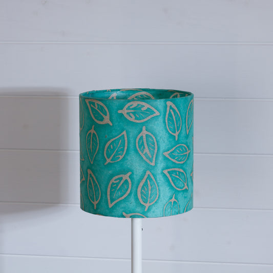 Drum Lamp Shade - B138 ~ Batik Leaf Sea Foam, 20cm(d) x 20cm(h)