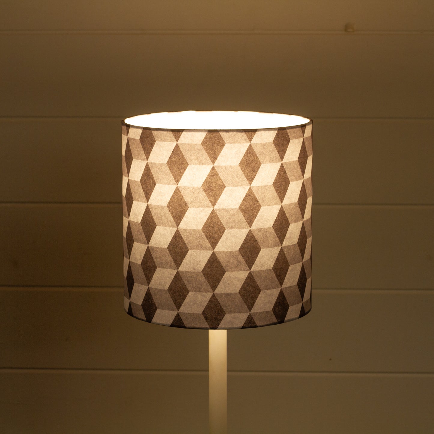 Cubes Geometric Print Drum Lamp Shade 20cm(d) x 20cm(h) ~ Grey