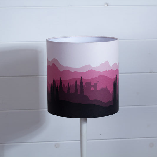Forest Landscape Print Drum Lamp Shade 20cm(d) x 20cm(h) Pink