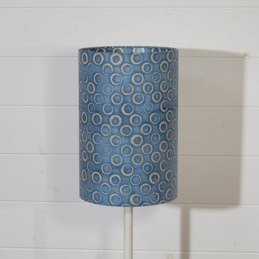 Drum Lamp Shade - P72 - Batik Blue Circles, 20cm(d) x 30cm(h)