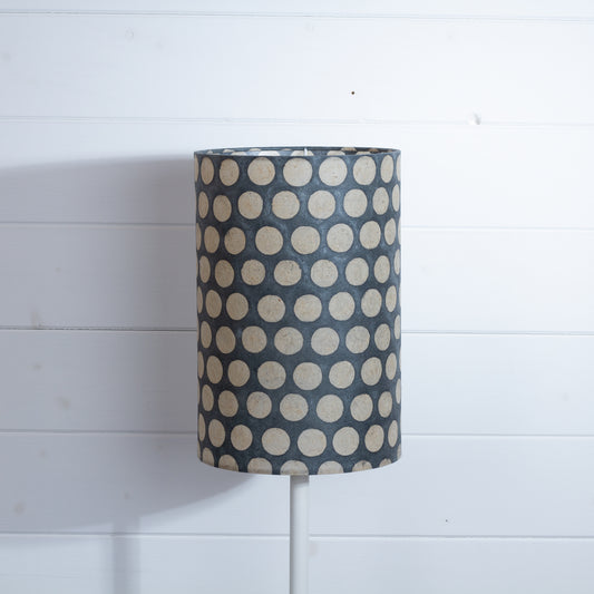 Drum Lamp Shade - P78 - Batik Dots on Grey, 20cm(d) x 30cm(h)