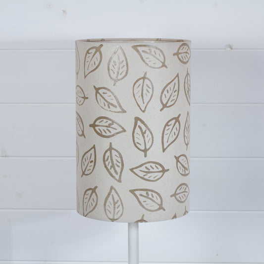 Drum Lamp Shade - P28 - Batik Leaf on Natural, 20cm(d) x 30cm(h)