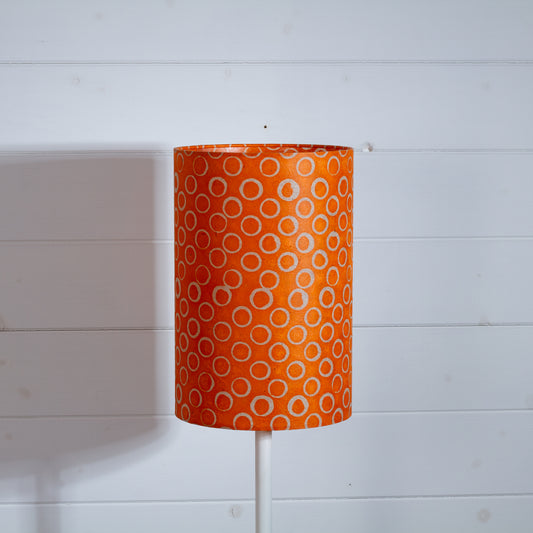 Drum Lamp Shade - P03 - Batik Orange Circles, 20cm(d) x 30cm(h)