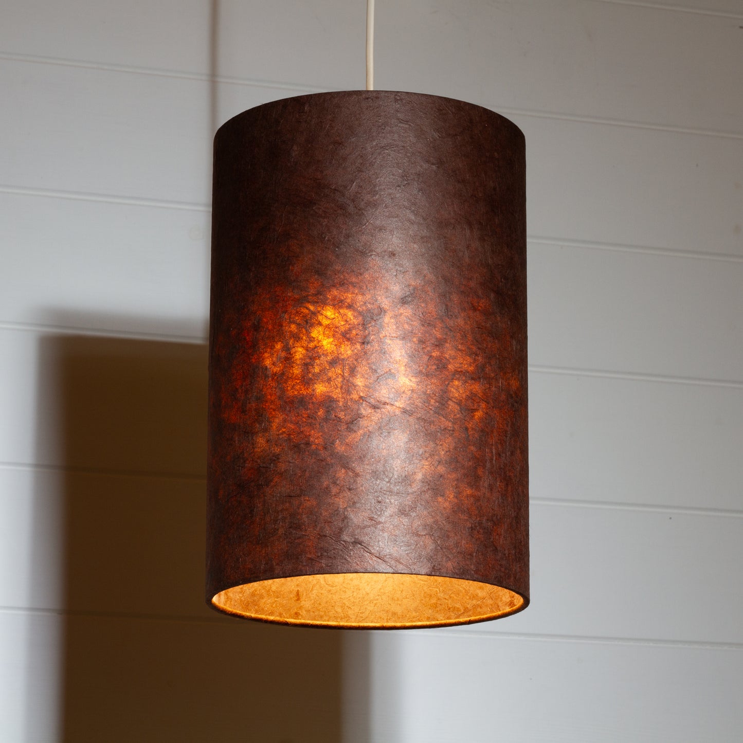 Drum Lamp Shade - P58 - Brown Lokta, 20cm(d) x 30cm(h)