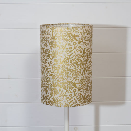 Drum Lamp Shade - B135 ~ Gold Birds, 20cm(d) x 30cm(h)