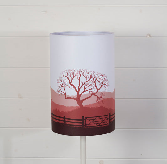 Drum Lamp Shade - Landscape Gate Red, 20cm(d) x 30cm(h)