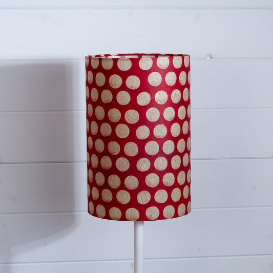 Drum Lamp Shade - P84 ~ Batik Dots on Red, 20cm(d) x 30cm(h)