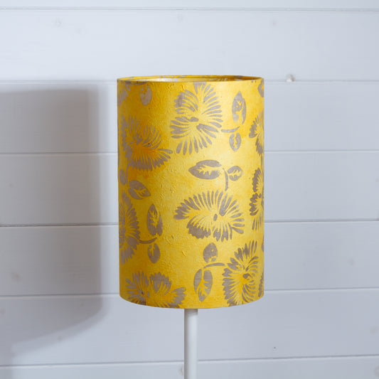 Drum Lamp Shade - B120 ~ Batik Peony Yellow, 20cm(d) x 30cm(h)