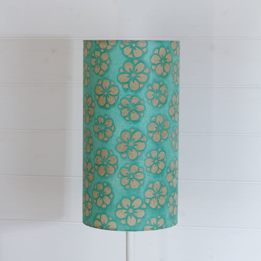 Drum Lamp Shade - P80 ~ Batik Star Flower Sea Foam, 20cm(d) x 38cm(h)