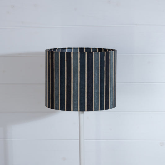 Drum Lamp Shade - P08 - Batik Stripes Grey, 25cm x 20cm