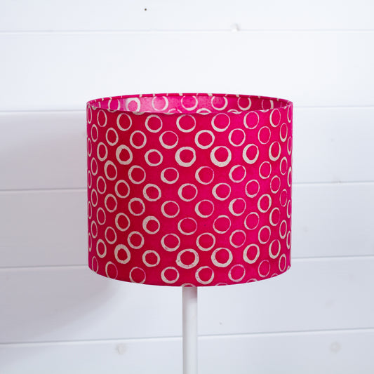 Drum Lamp Shade - B140 ~ Batik Circles Hot Pink, 25cm x 20cm