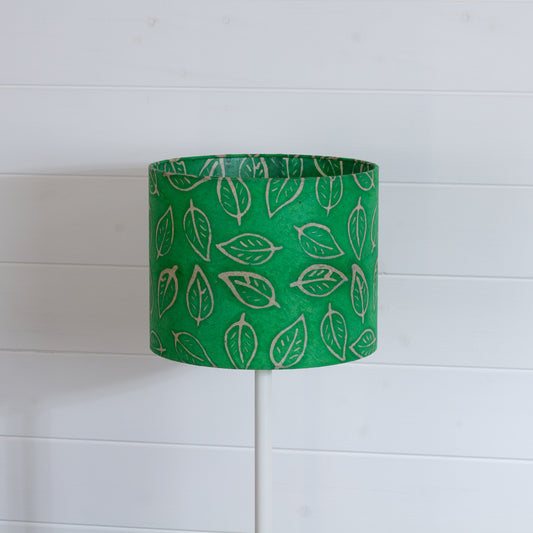 Drum Lamp Shade - B126 ~ Batik Leaf Bright Green, 25cm x 20cm