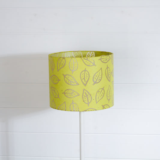 Drum Lamp Shade - B117 ~ Batik Leaf Lime, 25cm x 20cm