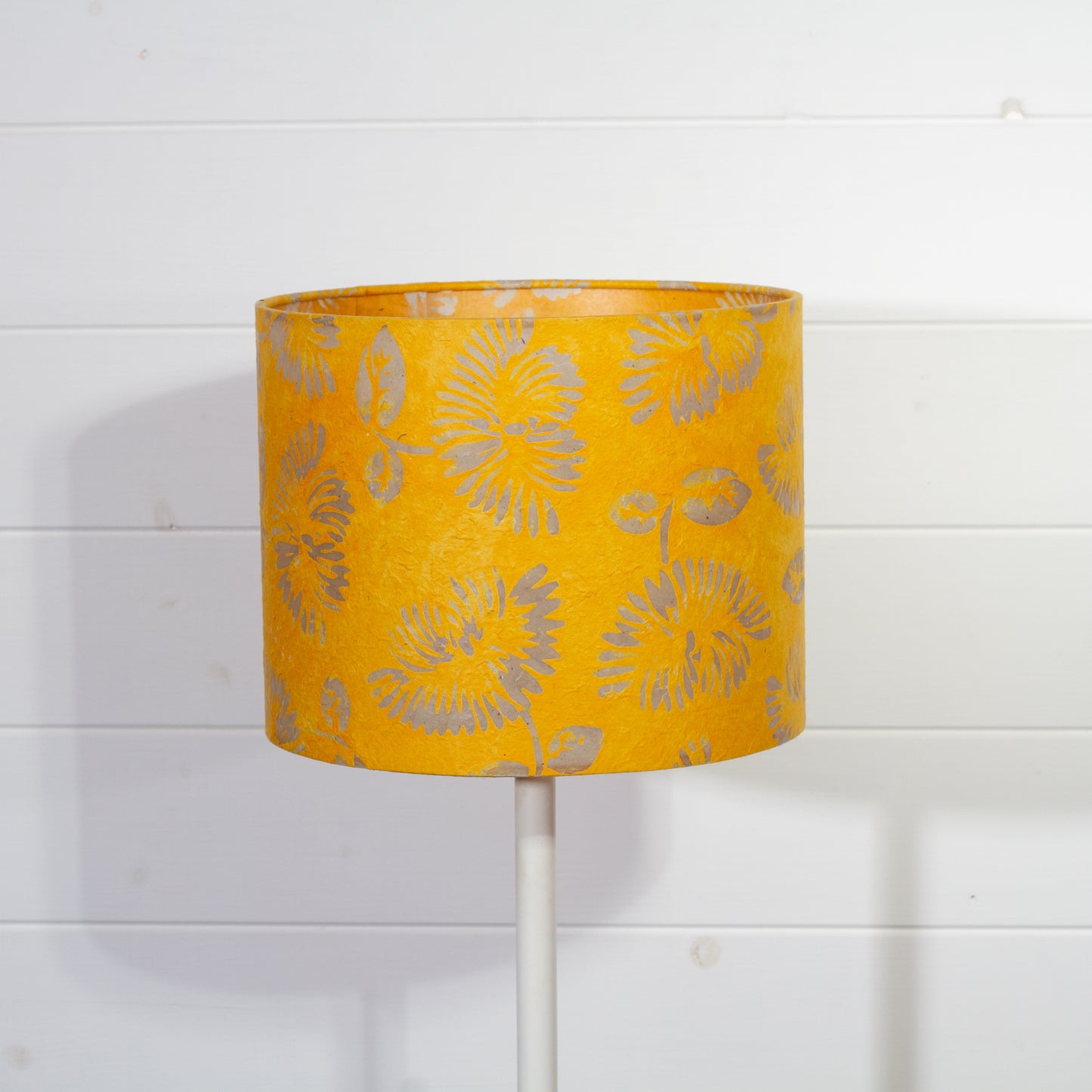 Drum Lamp Shade - B120 Batik Peony Yellow, 25cm x 20cm