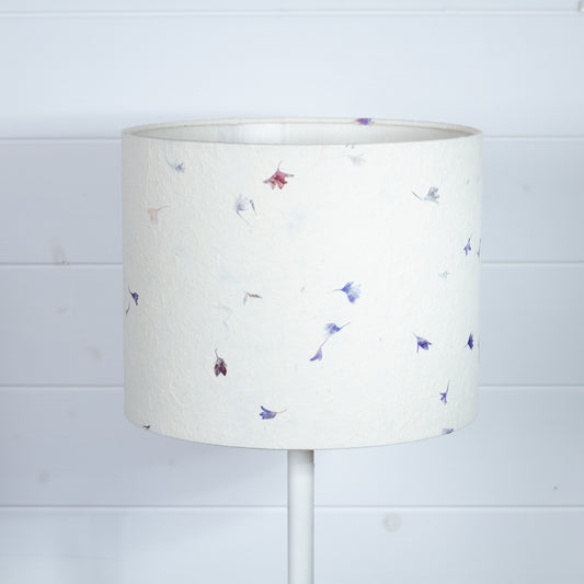 Oval Lamp Shade - P34 - Cornflower Petals on Natural, 30cm(w) x 25cm(h) x 22cm(d)