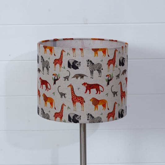 Drum Lamp Shade - F100 ~ Zoo Animals Fabric, 25cm x 20cm