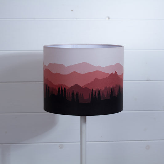 Drum Lamp Shade - Landscape #4 Red, 25cm(d) x 20cm(h)