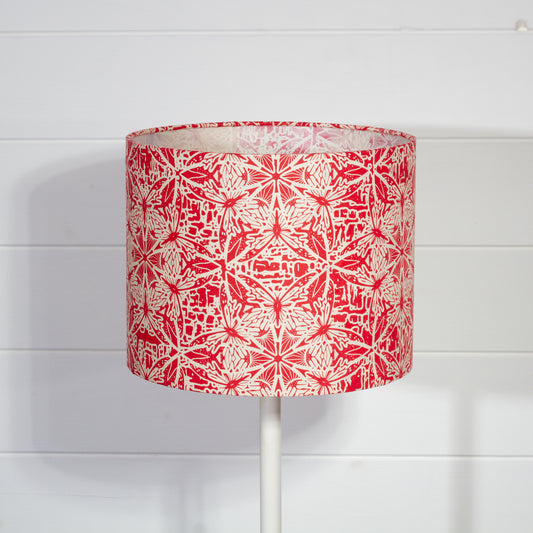 Drum Lamp Shade - B137 ~ Butterfly Kaleidoscope Red, 25cm x 20cm