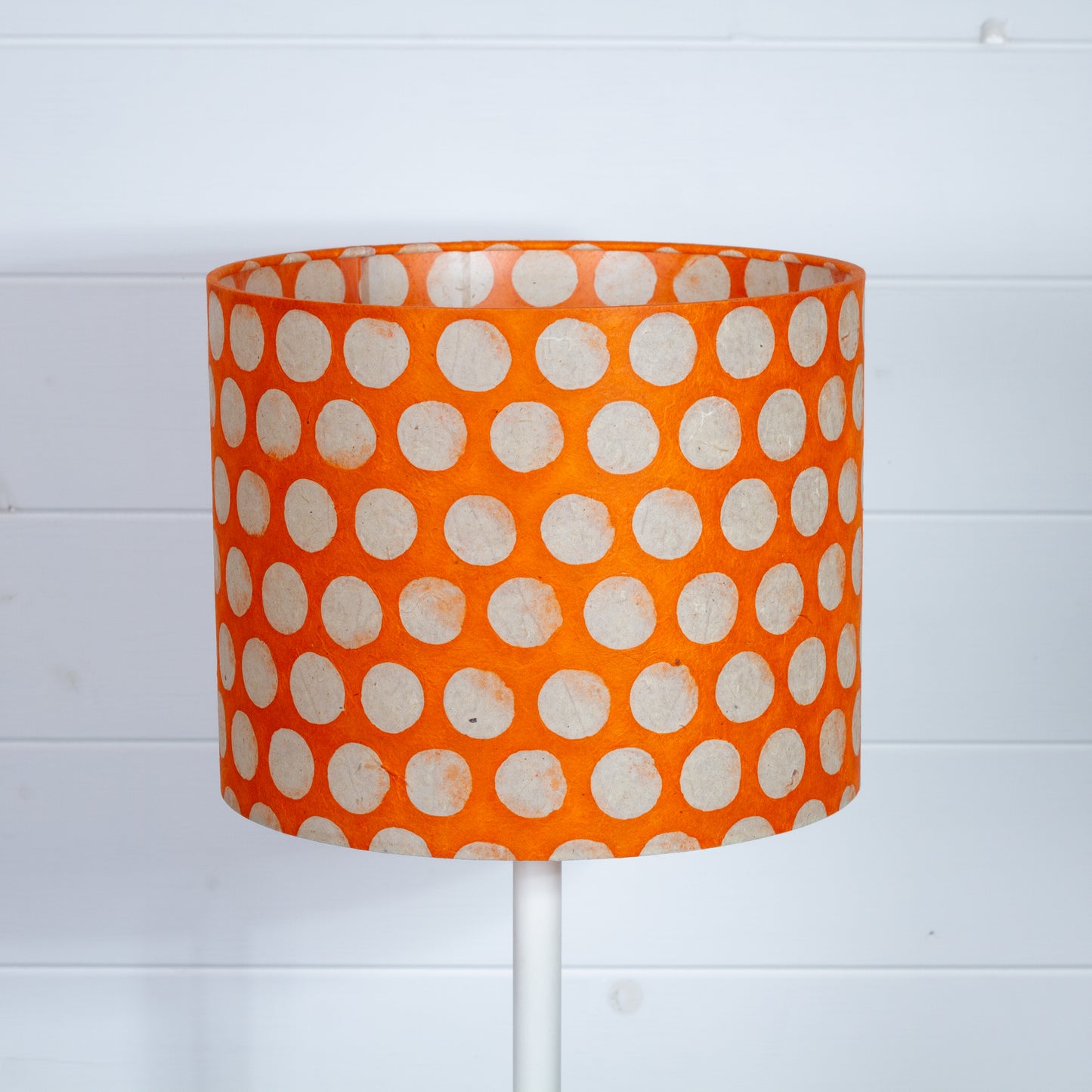 Drum Lamp Shade - B110 ~ Batik Dots on Orange, 25cm x 20cm