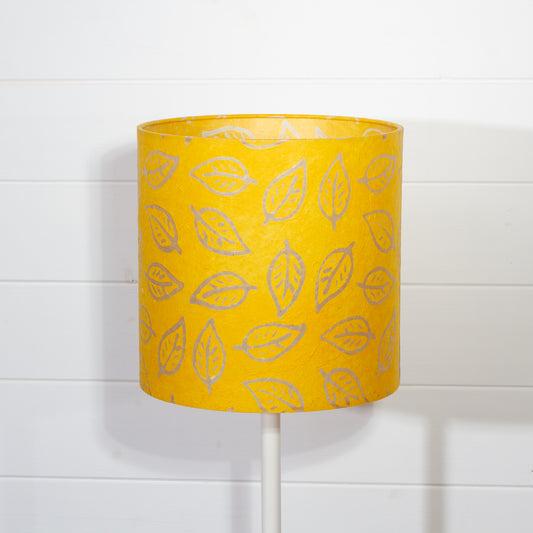 Drum Lamp Shade - B107 ~ Batik Leaf Yellow, 25cm x 25cm