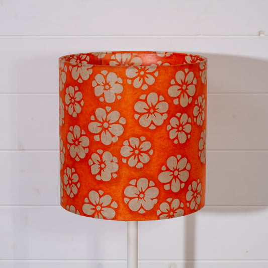 Drum Lamp Shade - P94 - Batik Star Flower on Orange, 25cm x 25cm