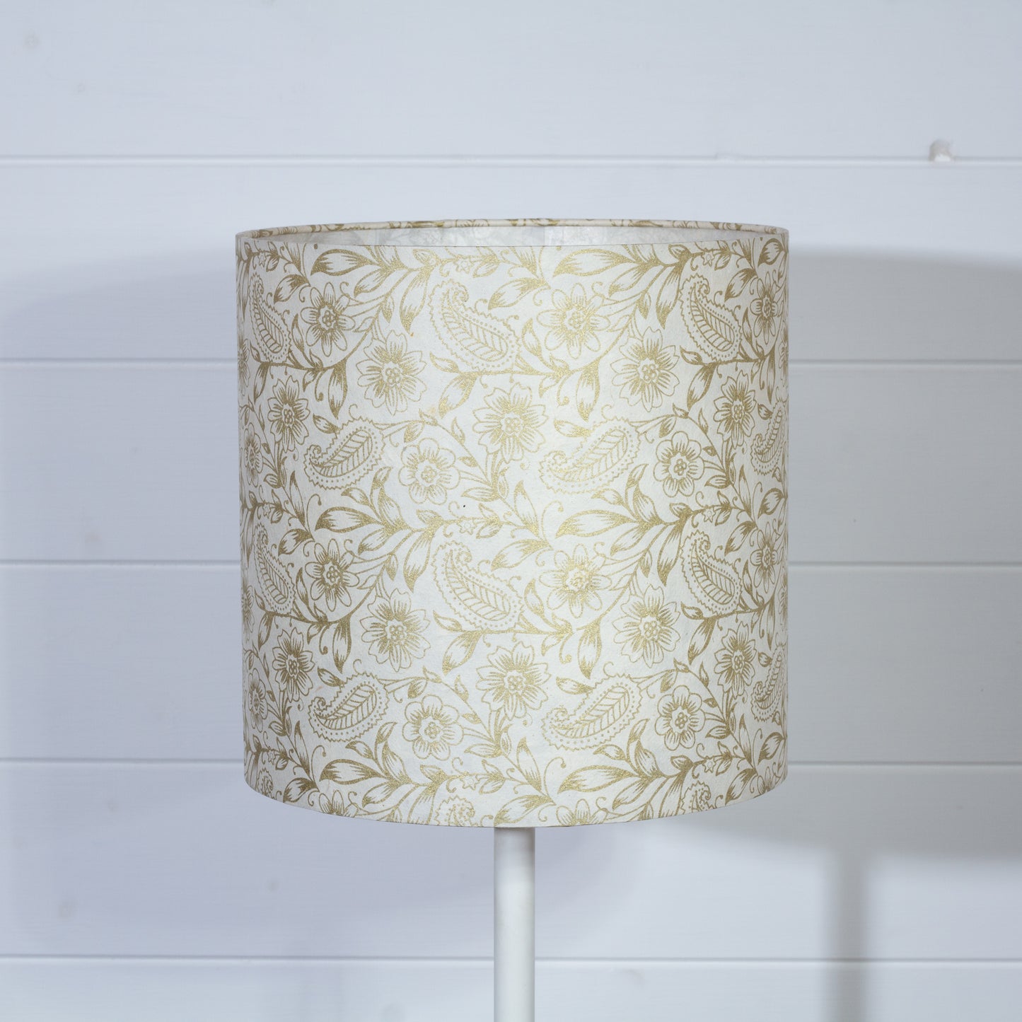 Drum Lamp Shade - P69 - Garden Gold on Natural, 25cm x 25cm
