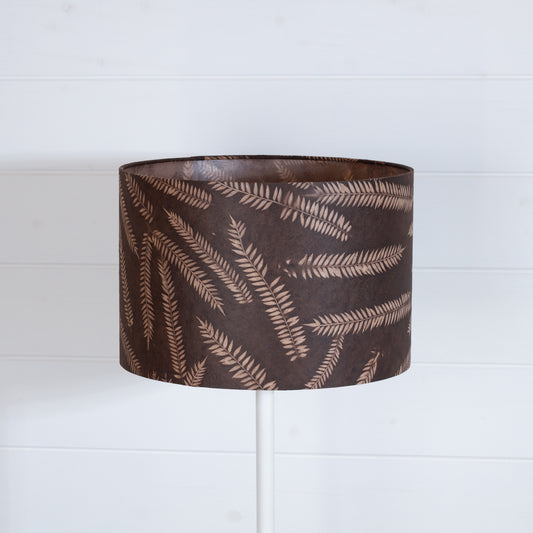 Drum Lamp Shade - P26 - Resistance Dyed Brown Fern, 30cm(d) x 20cm(h)