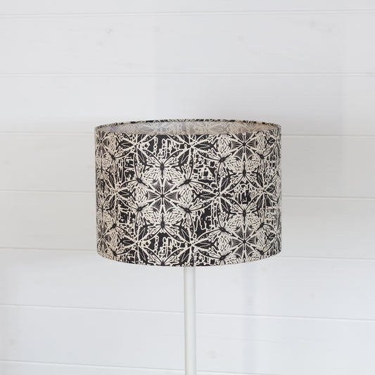 Drum Lamp Shade - B136 ~ Butterfly Kaleidoscope Black, 30cm(d) x 20cm(h)