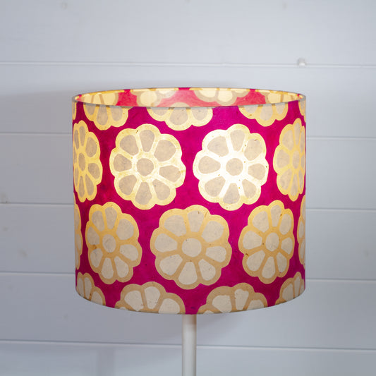 Drum Lamp Shade - P22 Batik Big Flower on Hot Pink, 30cm(d) x 25cm(h)
