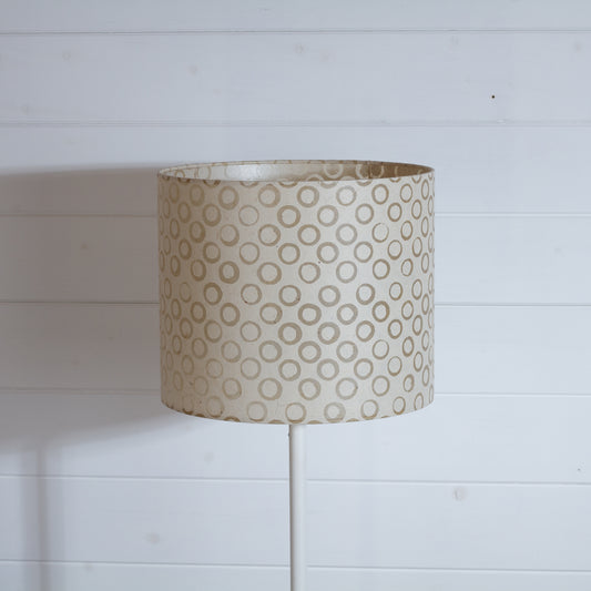 Drum Lamp Shade - P74 - Batik Natural Circles, 30cm(d) x 25cm(h)